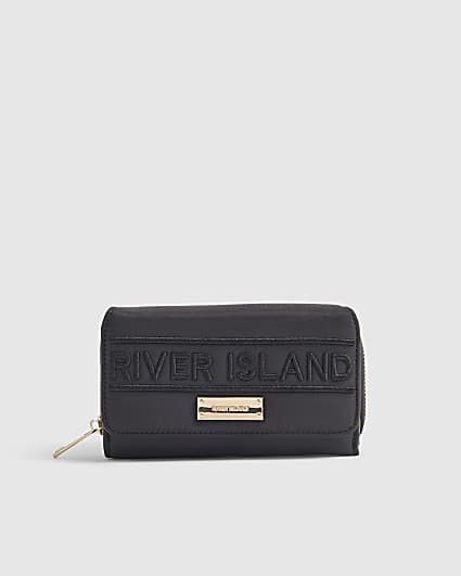 Black Nylon Logo Flap Purse