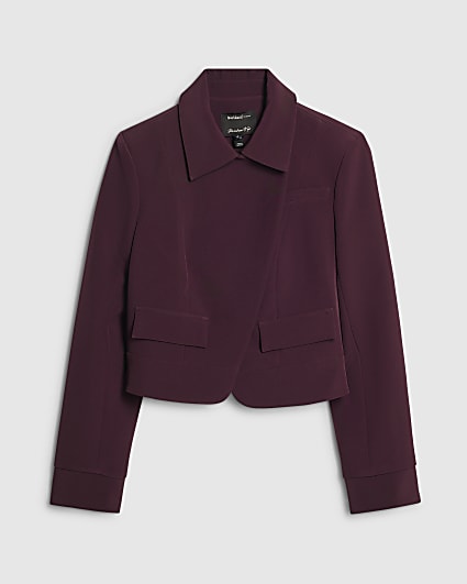 Petite Red Asymmetric Placket Jacket