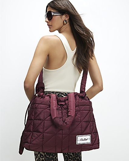 Burgundy Drawstring Travel Tote Bag