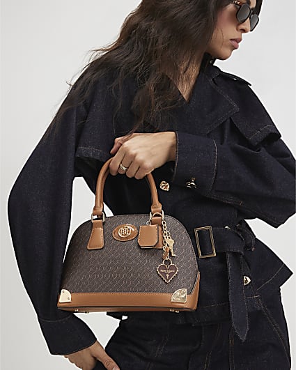 Brown Monogram Metal Corner Crossbody Bag