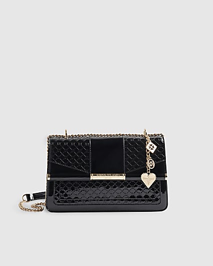 Black Monogram Bar Front Shoulder Bag