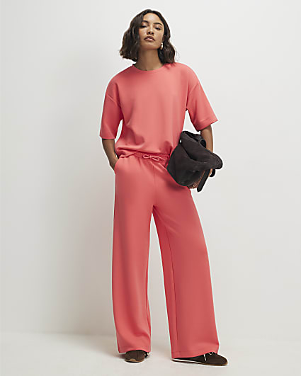 Orange Premium Drawstring Wide Leg Joggers