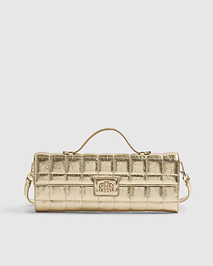 Gold Quilted Clutch Bag