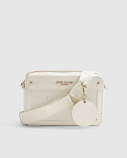 White RR Monogram Boxy Crossbody Bag
