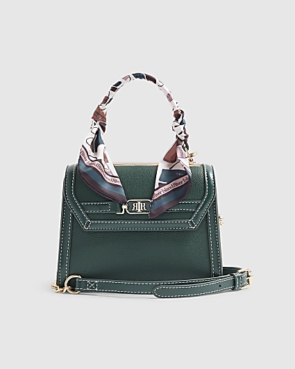 Green Mini Embossed Scarf Tote Crossbody Bag