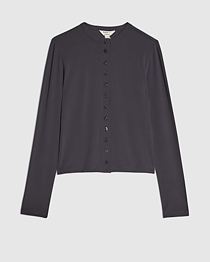 Petite Grey Soft Touch Long Sleeve Top