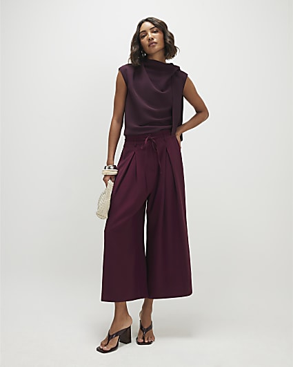 Red Tie Detail Culottes