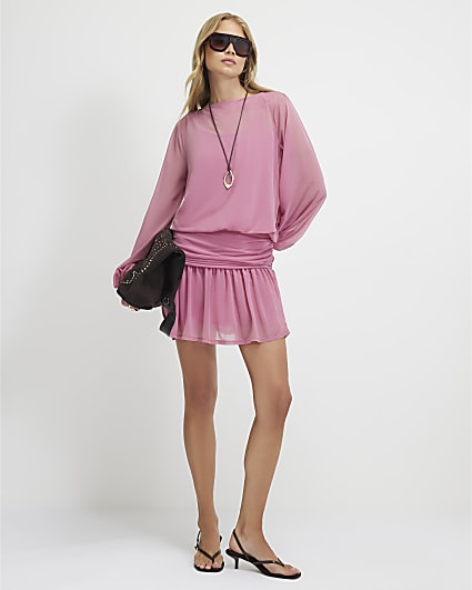 Pink Chiffon Mini Dress