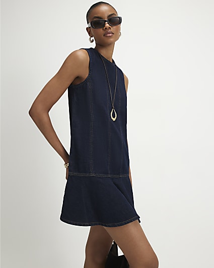 Blue Mini Denim Swing Dress