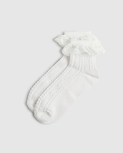 White Large Lace Frill Socks