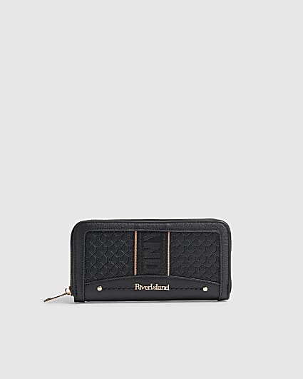 Black Embossed Monogram Webbing Purse