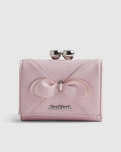 Pink Bow Front Clip Top Purse