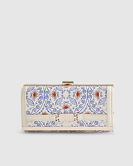 White Patent Paisley Beaded Purse