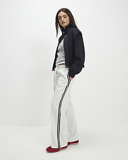 Cream Stripe Tailored Joggers