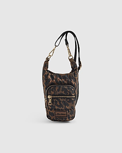 Brown Leopard Print Water Bottle Holder