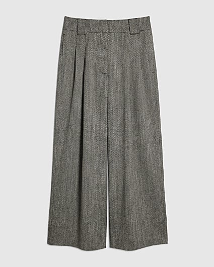 Petite Grey Flecked Wide Leg Trousers