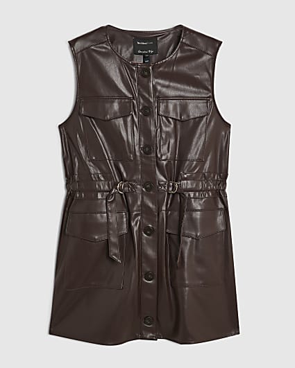Petite Purple Faux Leather Mini Dress