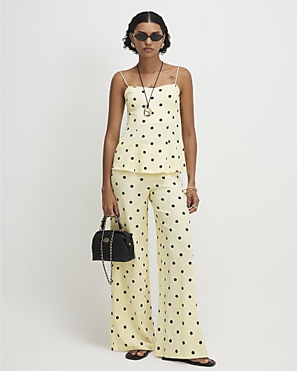 Yellow Polka Dot Wide Leg Joggers