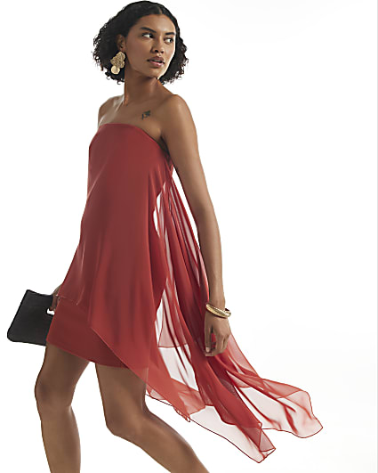 Brown Bandeau Mini Dress