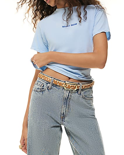 Brown Deer Faux Hair On Leather Belt