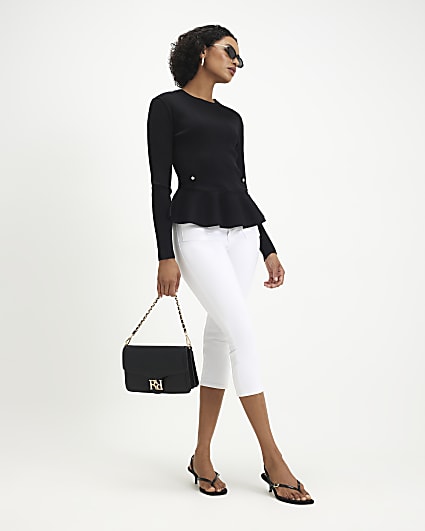 Black Knit Peplum Top
