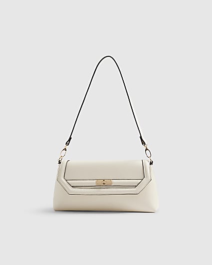 Cream Buckle Detail Shoulder Bag