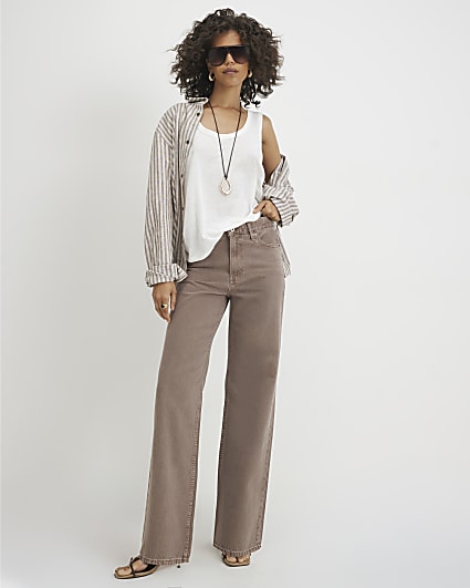 Brown Relaxed Straight Leg Jeans