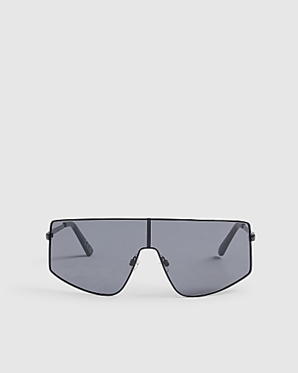 Black Metal Frame Visor Sunglasses