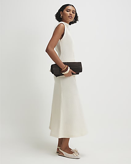 Cream Textured Full Skirt