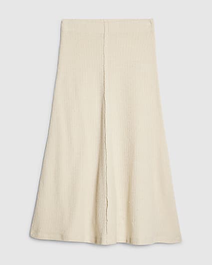 Petite Cream Textured Full Skirt