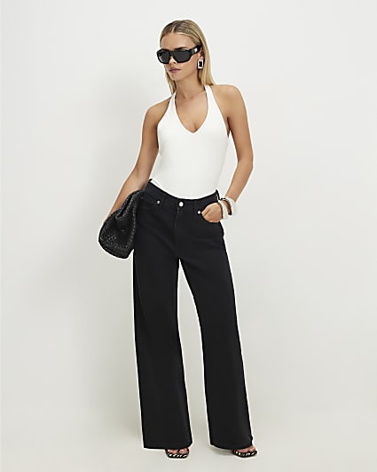 Petite Black Relaxed Straight Leg Jeans