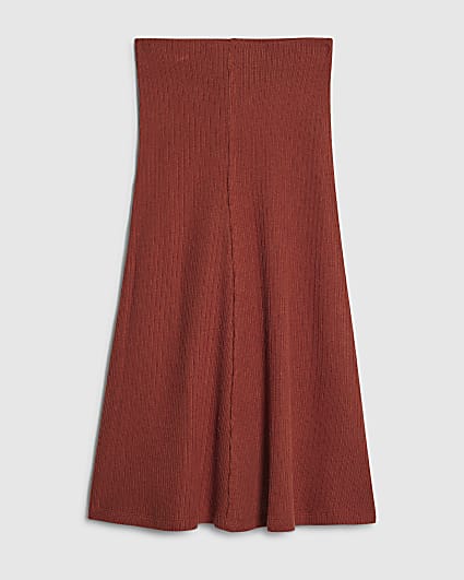 Petite Brown Textured Full Skirt