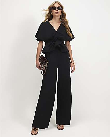 Black Twist Top Jumpsuit