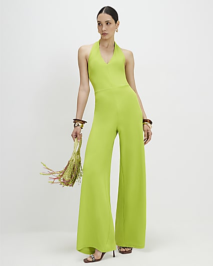 Green Halter Neck Jumpsuit