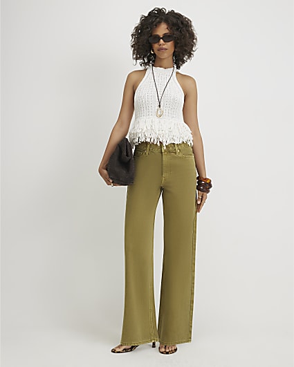 Green Relaxed Straight Leg Jeans