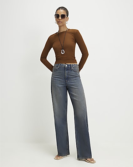 Blue Tinted Relaxed Straight Leg Jeans