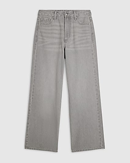 Petite Grey Relaxed Straight Leg Jeans