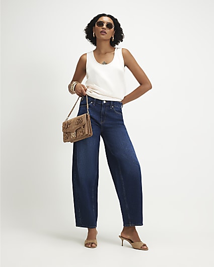 Blue Barrel Leg Jeans
