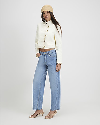 Blue Barrel Leg Jeans