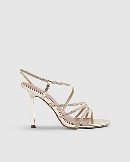 Gold Diamante Strappy Heels