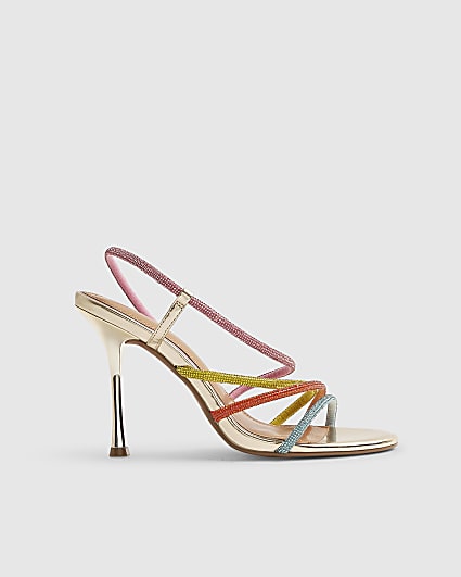 Multi Colour Diamante Strappy Heeled Sandals