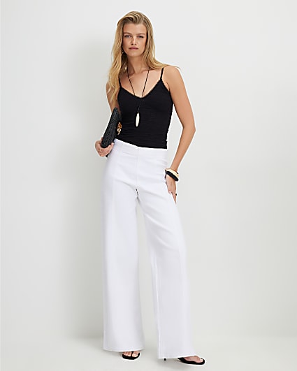 White Pull On Palazzo Jeans