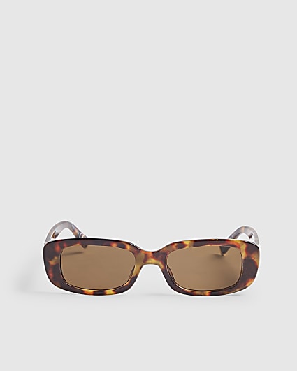 Tortoise Rectangle Slim Sunglasses