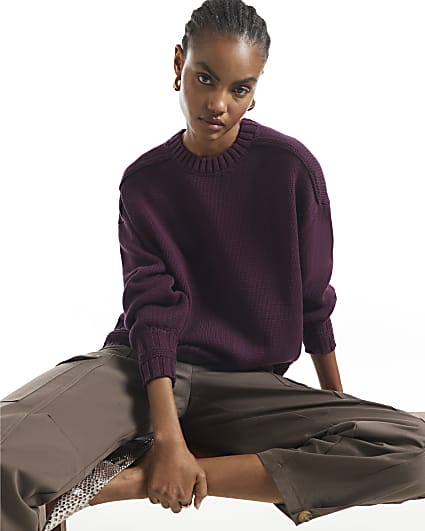 Burgundy Crew Neck Jumper