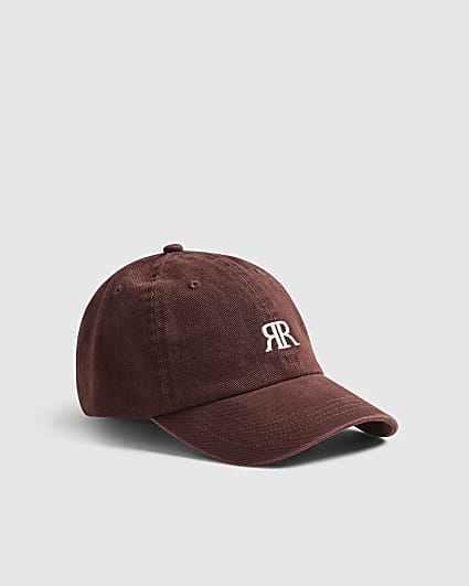 Brown cotton logo cap