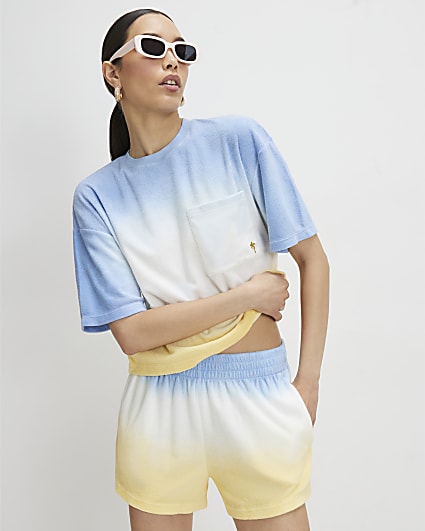 Blue Ombre Towelling Shorts
