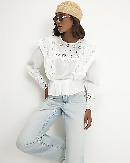 White Cutwork Blouse