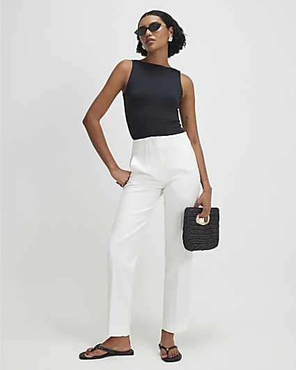 White Tailored Cigarette Trousers