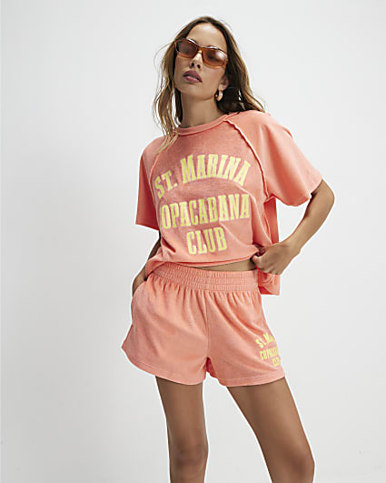 Orange Graphic Towelling T-Shirt