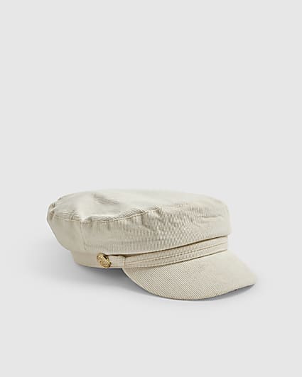 Cream Corduroy Baker Boy Hat